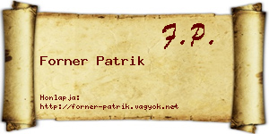 Forner Patrik névjegykártya